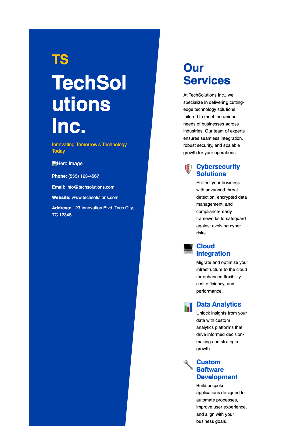 Professional business brochure with smiling woman and service sections_variant_3